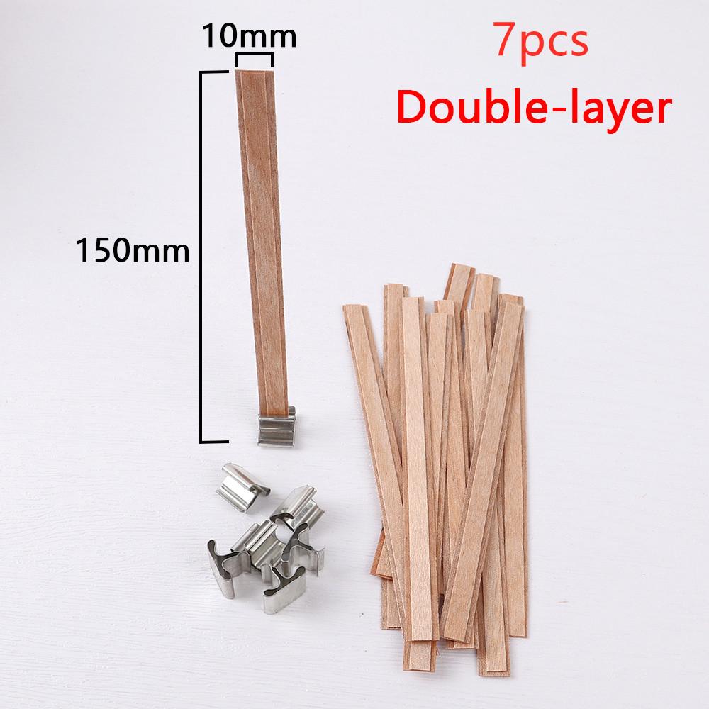 New Double Layer Wood Candle Wicks With Base Candle Wick Core For Homemade Candle Making Supplies Soy Parffin Wax Wood Chip Wick