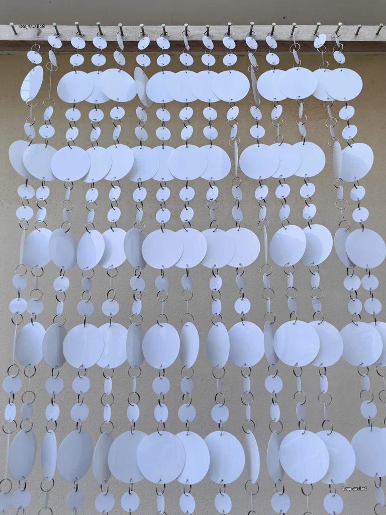White Solid Color Round Hanging Curtain for Wedding Background & Corridor Wind Chimes Decoration