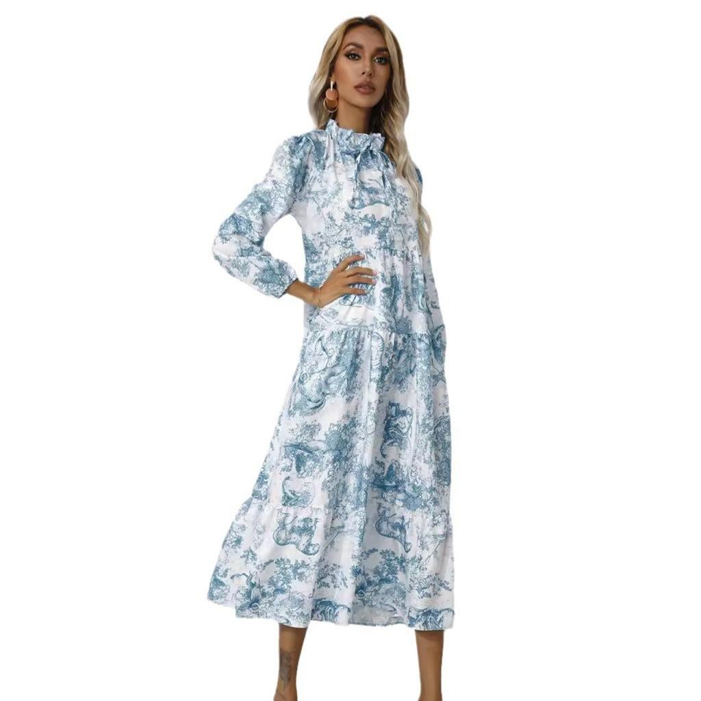 2025 New Fashion Trend Dresses Spring Summer Printed Waist Dresses Fashion Women's