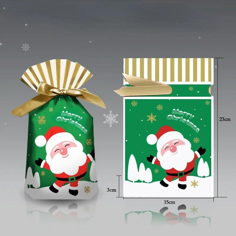 5Pcs New Year Christmas Candy Packaging Santa Gift Bag Xmas Plastic Bag Decorations for Home
