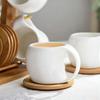 Nordic Style Ceramic Coffee Mug Set with Natural Bamboo Tree Cup Holder and Non-slip Coasters Stylish Kitchen Organizer for Tea and Coffee Home Decor