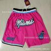 Miami Heat Basketball Shorts Men City White Black Rainbow Print Performance Sportswear Cotton Athletic Pants