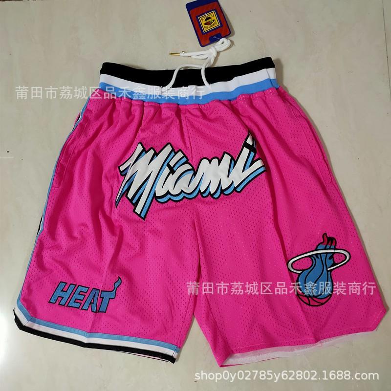Miami Heat Basketball Shorts Men City White Black Rainbow Print Performance Sportswear Cotton Athletic Pants