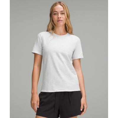 Organic CoTTon STraighT Hem Crewneck T shirT heaThered Core ulTra lighT Grey