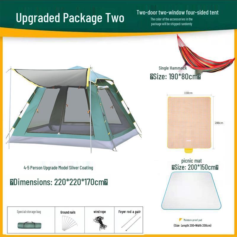Thickened Automatic Folding Tent: Portable, Quick-Open, Rain & UV Protection for Camping & Beach.