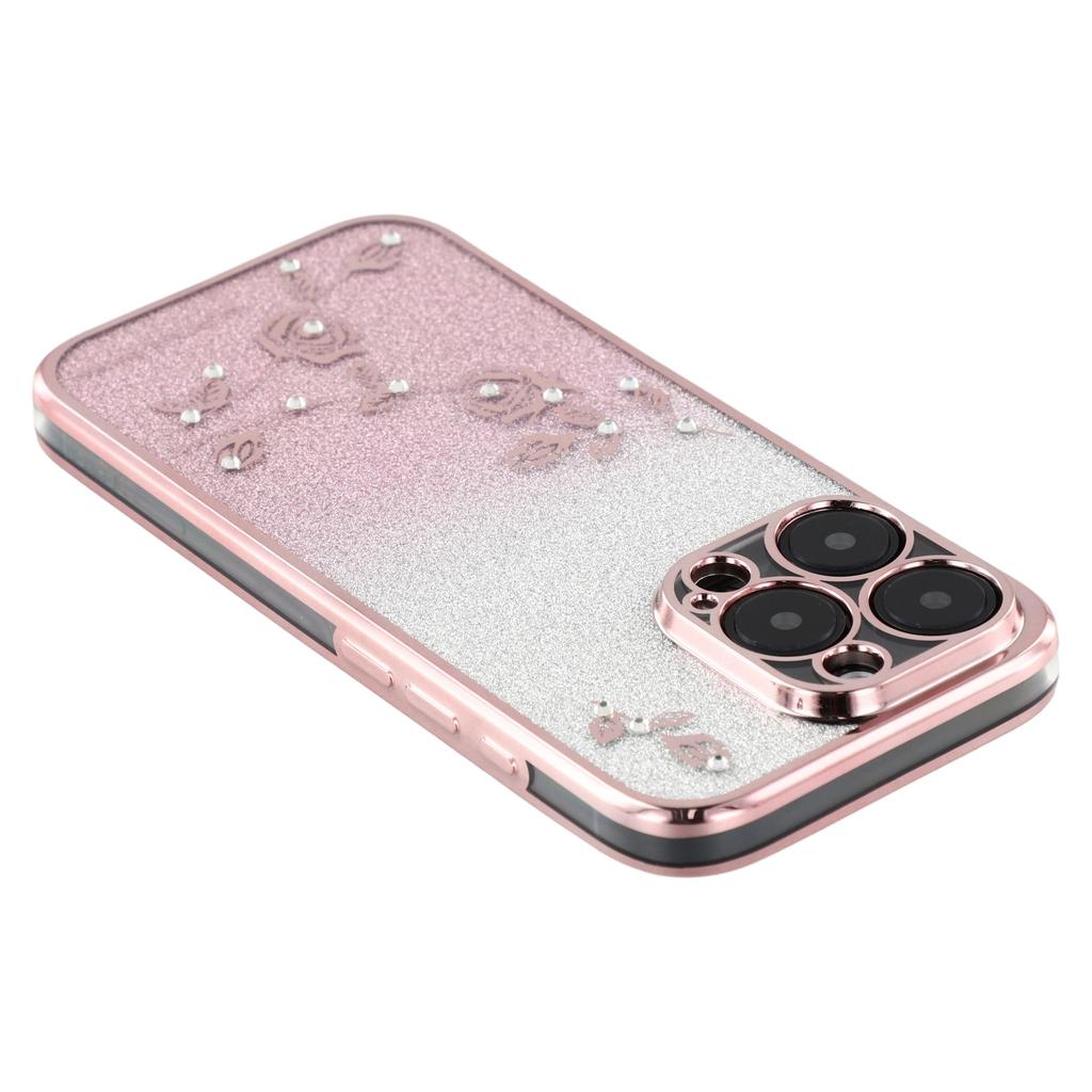 KADEM For iPhone 16 Pro Max Case TPU Gradient Flowers Phone Cover Ring Kickstand
