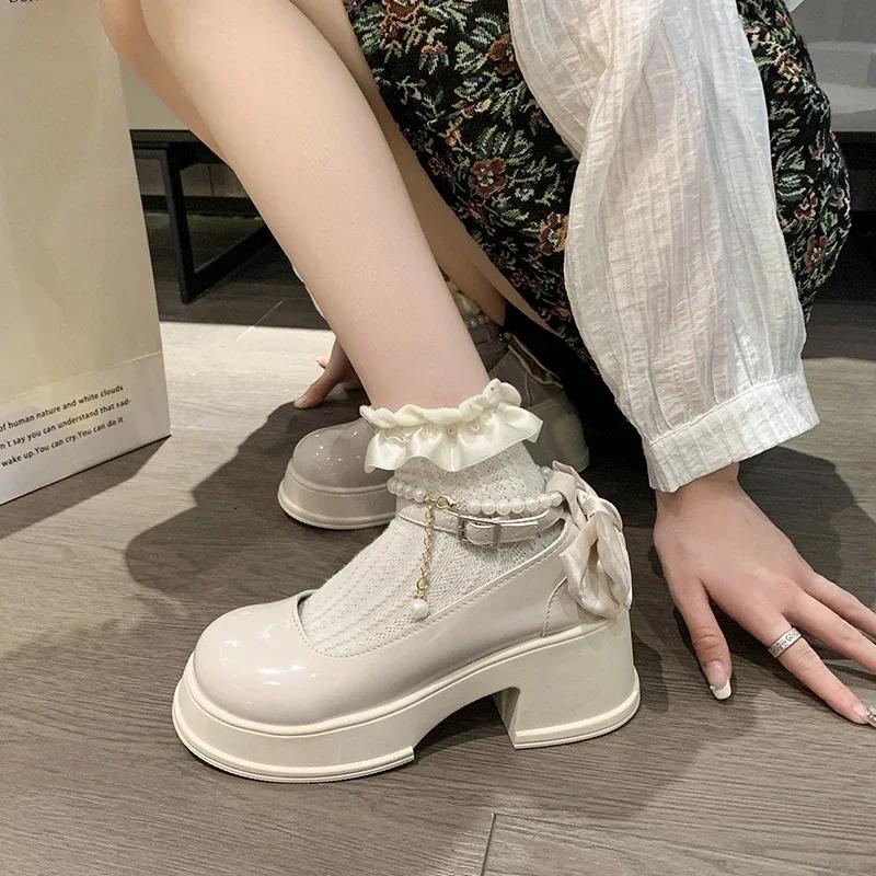 Fashion Spring/Summer High Heels with Skirts High Heels Pearl Buckles Mary Jane Business Women's Shoes Banquet Casual Shoes for Women