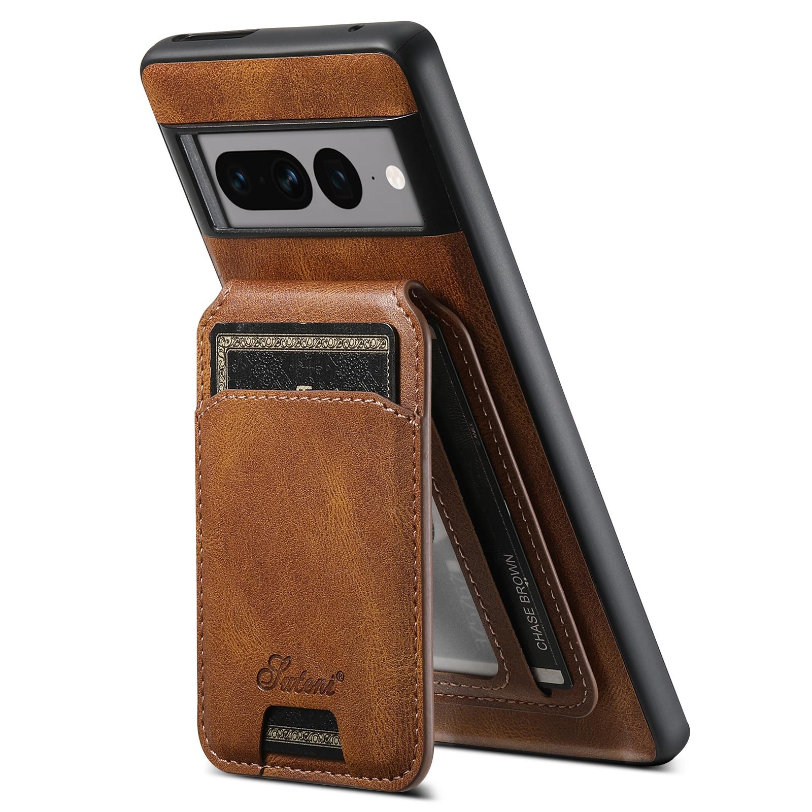 

SUTENI H15 For Google Pixel 8 Pro Case 2-in-1 Magnetic Detachable Phone Cover with Card Holder Brown