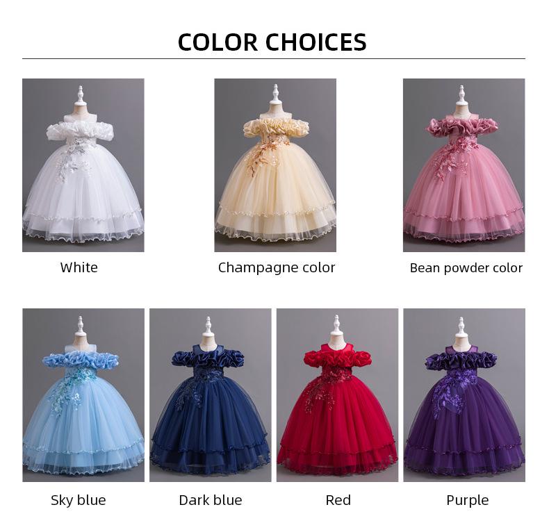 Cross-Border Girls' One-Shoulder Formal Dress - Princess Wedding Flower Girl Gown for Birthdays & Performances