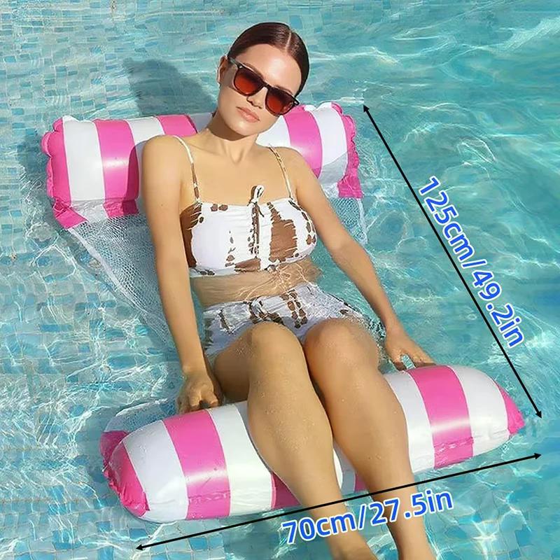 Floating Water Hammock Float Lounger Water Inflatable Floating Bed Chair Pool Party Beach Toy