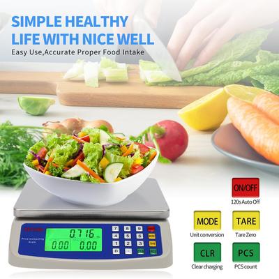 30kg/1g Váha s výpočtem ceny LCD displej Počítací váha na mince Multifunkční nerezová počítací váha na maso zeleninu