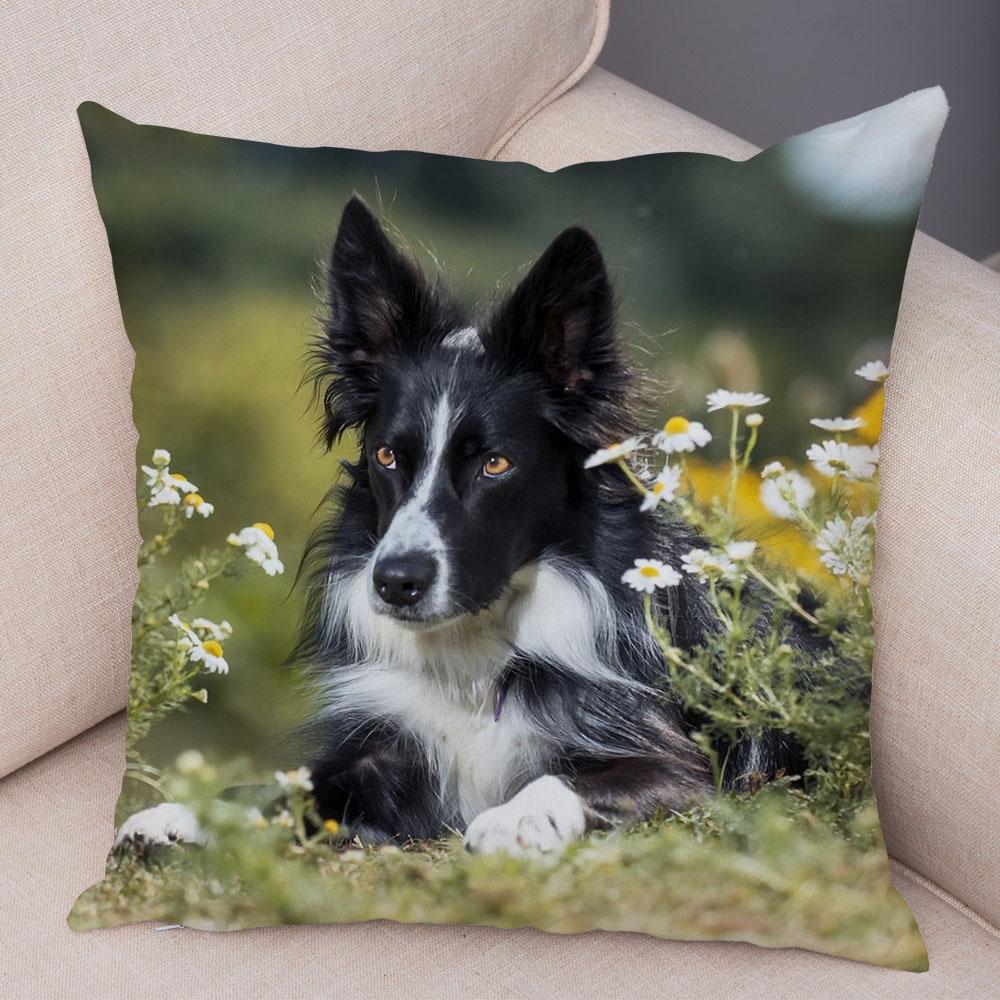 Niedlicher Schäferhund-Muster-Kissenbezug, Hundedruck, dekorativer Kissenbezug, Sofa-Auto-Büro-Kissenbezug