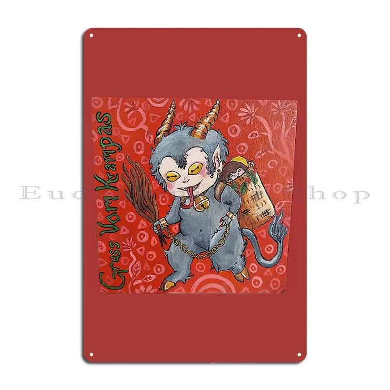 The Krampus Beware The Ill Behaved Print Krampus Greetings Metal Plaque Printing Decoration Garage Wall Mural Tin Sign Poster