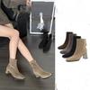 High-heeled Pointed-toe Ankle Boots for Women, Fleece New Autumn and Winter Boots, and Chunk-heeled Shoes