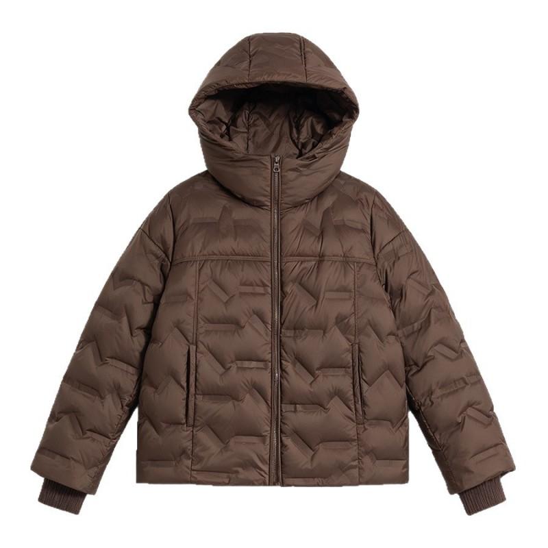 Womens Lightweight Hooded Down Jacket 2026 Winter Short Puffer Coat With Ribbed Cuffs Zipper