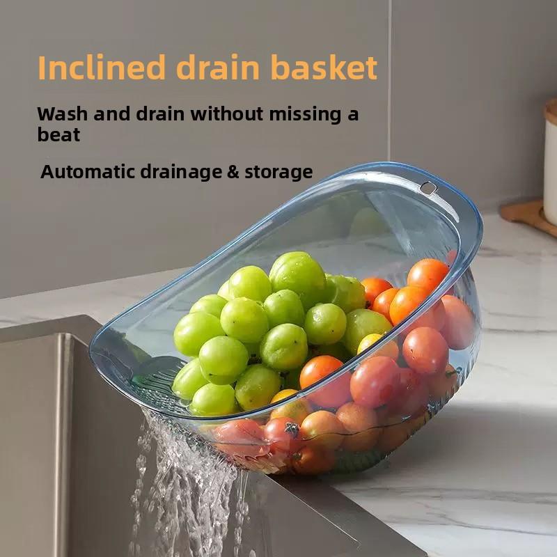 Large Capacity Drain Basket Drain Bowl Household Sink Vegetable Basin Kitchen Rice Washing Colander Fruit Plate