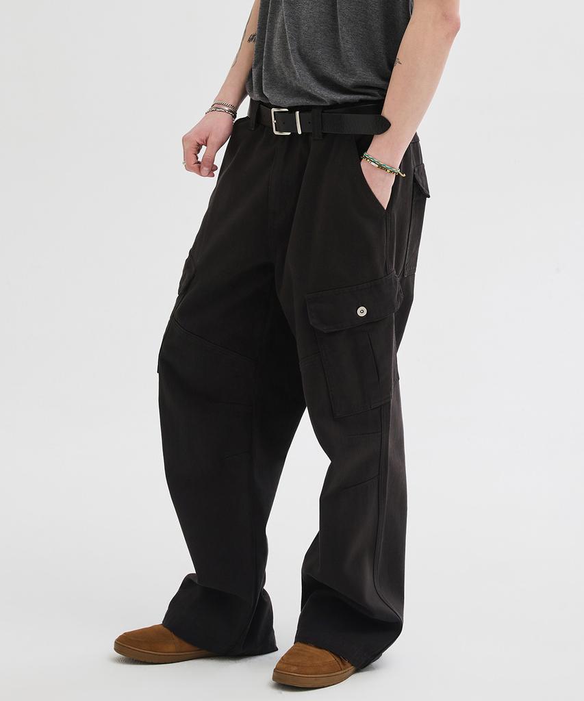 LEIRE Garment-Dyed Curved Cargo Pants [Black]