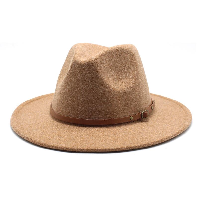 Unisex Wool Felt Fedora Hat With Wide Brim For Casual And Business Wear
