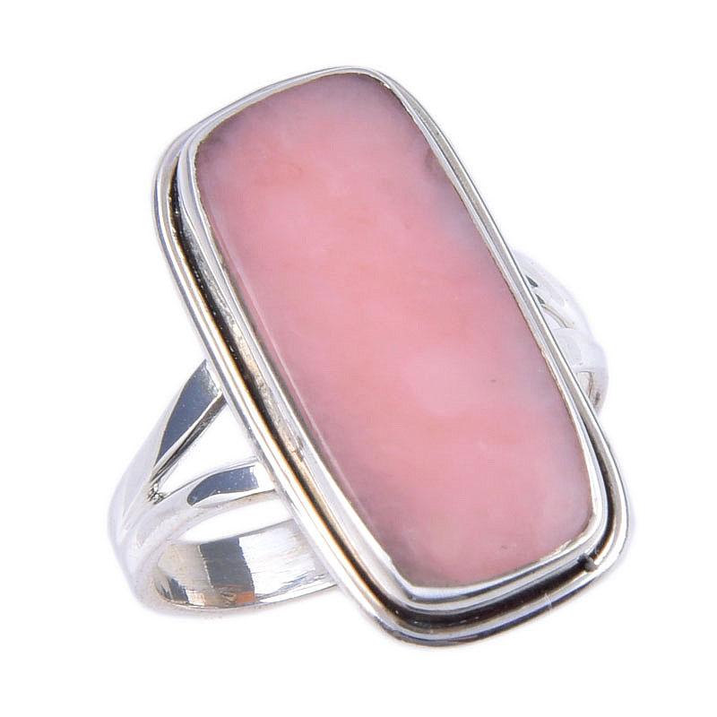 Natural Pink Opal Gemstone Handmade 925 Solid Sterling Silver Ring Size 7 Y3H19