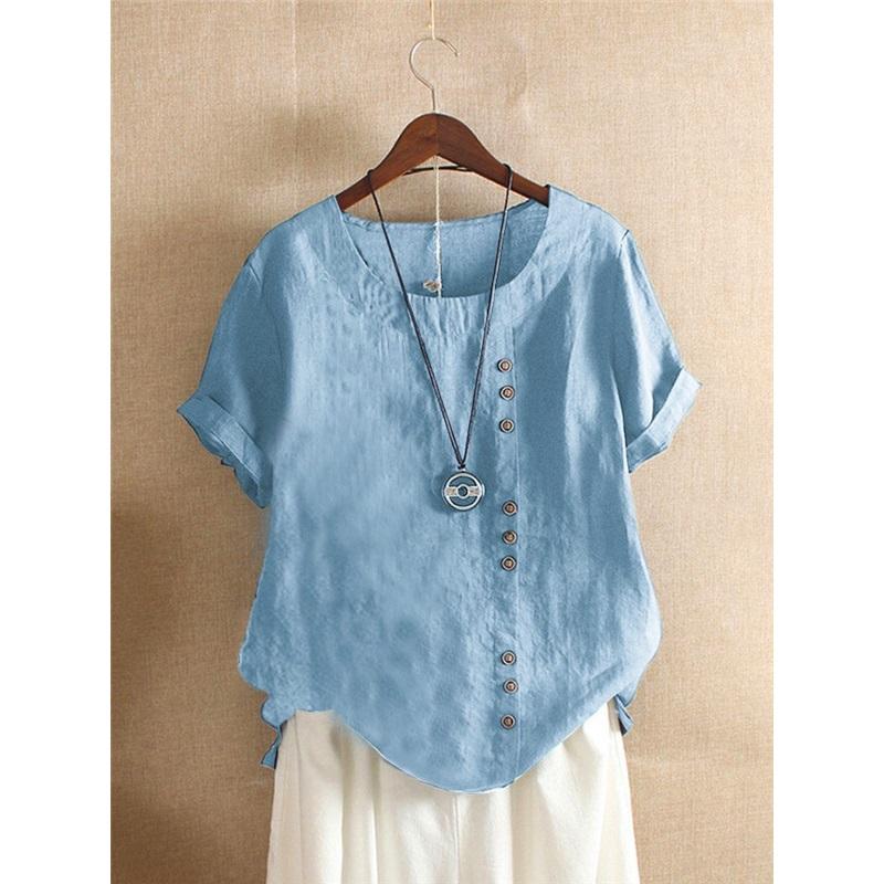 Women's Cotton And Linen Tops, Large Size Casual Loose Cotton And Linen T-shirts, Cotton And Linen Women's Clothing