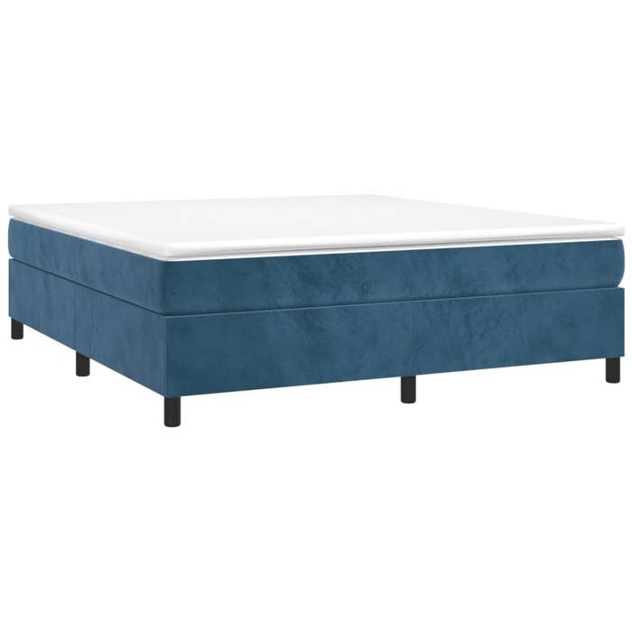 Cadre de lit avec matelas - Maison Exclusive - Velours bleu foncé - 160x200cm - 2 places