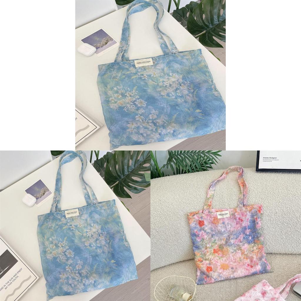 Floral Tote Bag With Textured Polyester For Daily School And Commute