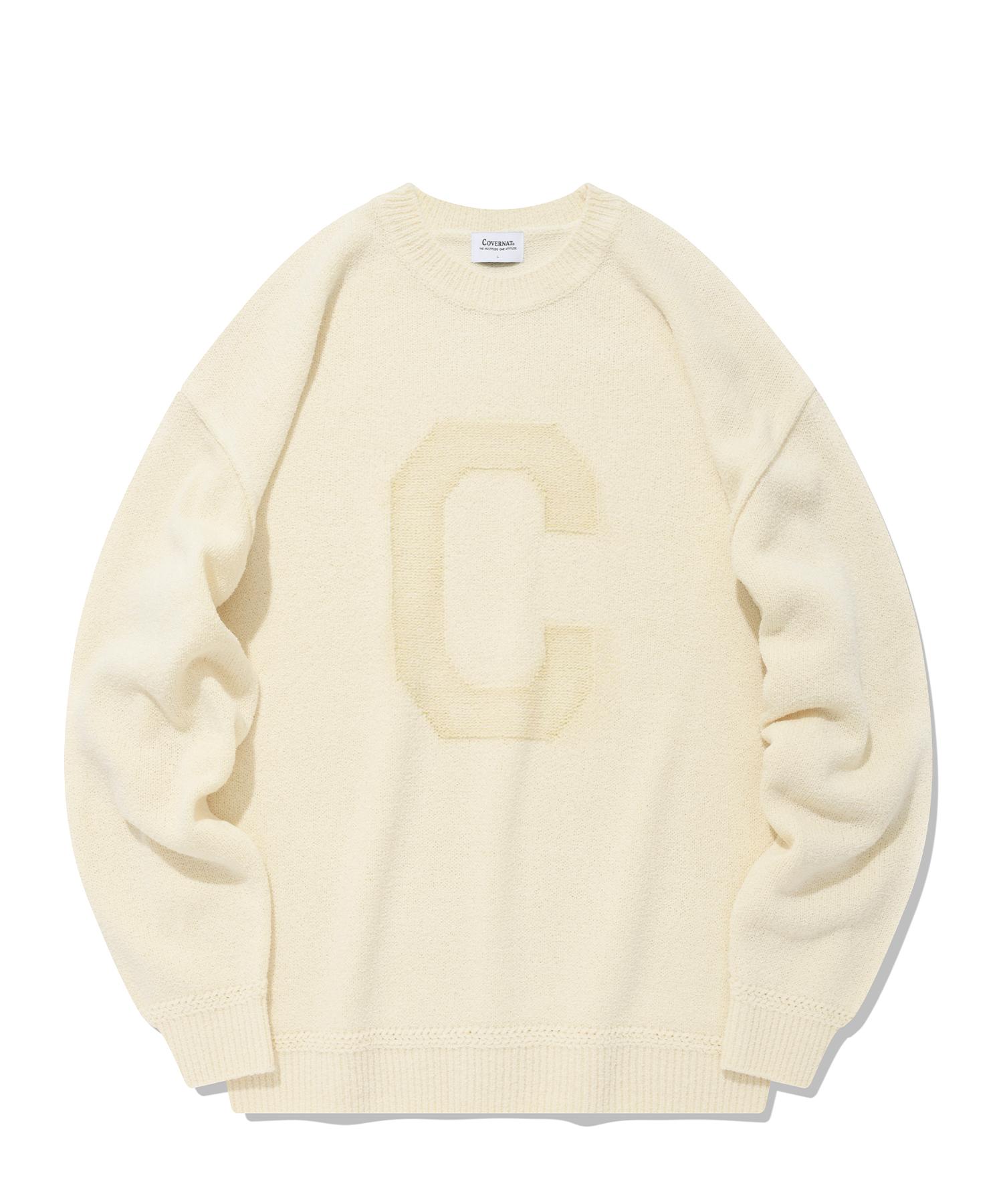 Covernat Boucle C Logo Knit Ivory Ivory/L