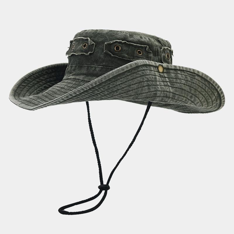 

New Washed Out Vintage Hat with Large Brim Sun Visor for Men and Women, Outdoor Jungle Climbing and Fishing Hat Adult 56-58cm армія зелений колір