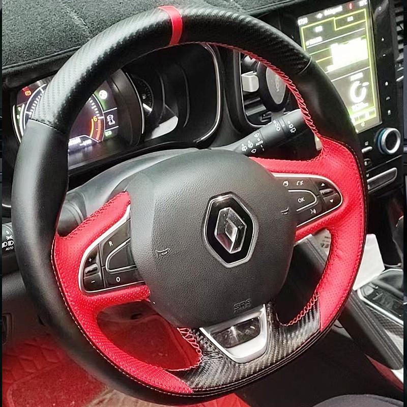 Для Renault Kadjar Koleos Megane Talisman Scenic 2016 2017 Сделай сам Ручная прошивка Кожаный Автомобильный чехол на руль Спортивный стиль style 2