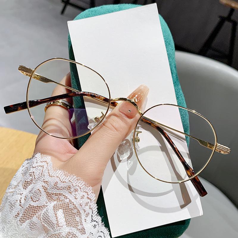 Glasses Frame, Young Round Literary Metal Retro Anti-Blue Myopia Glasses 31217