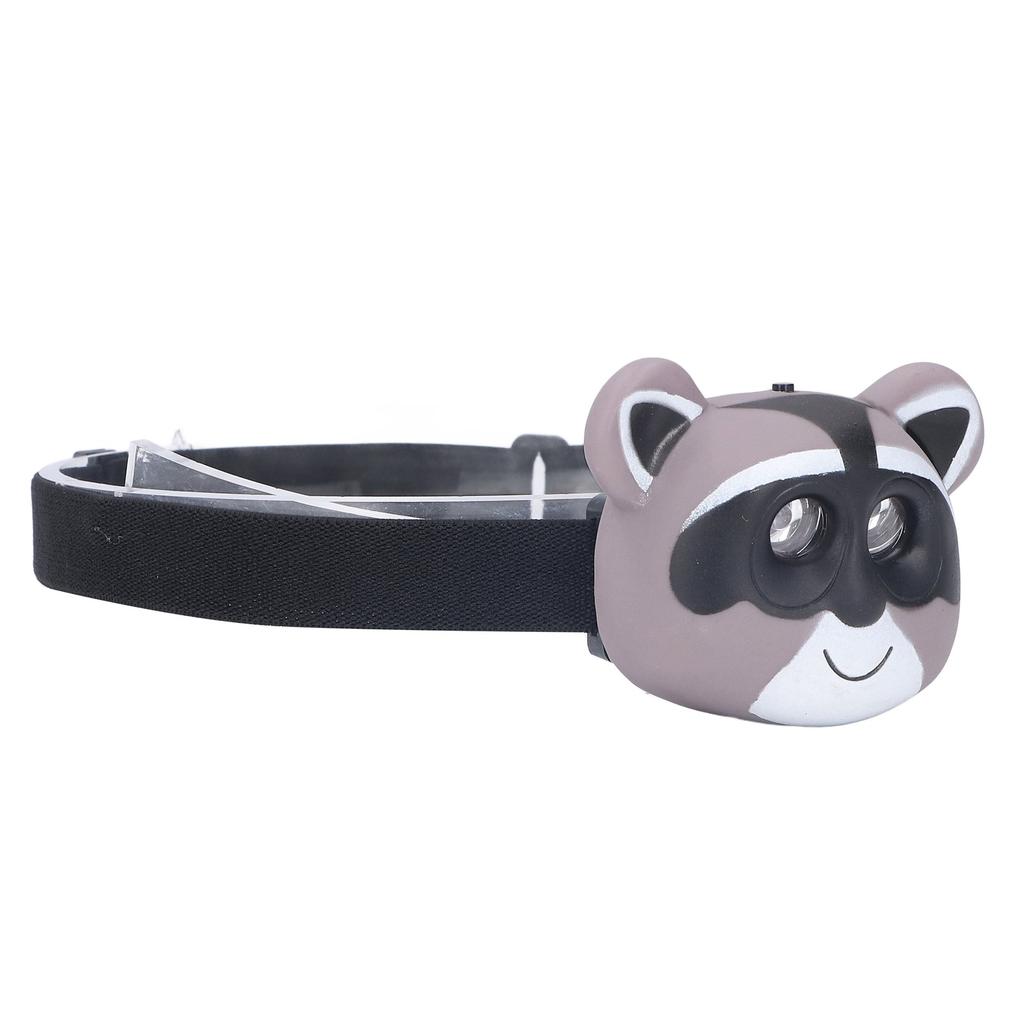 Kids Headlamp Raccoon Appearance 2 Lighting Modes Lightweight Battery Powered Plastic LED Headlight for Children