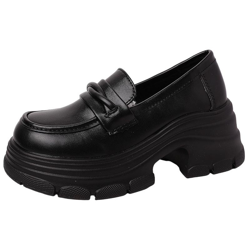 Fairy style loafers fashion versatile retro with skirt platform small leather shoes women 2025 new spring and autumn height increase French style