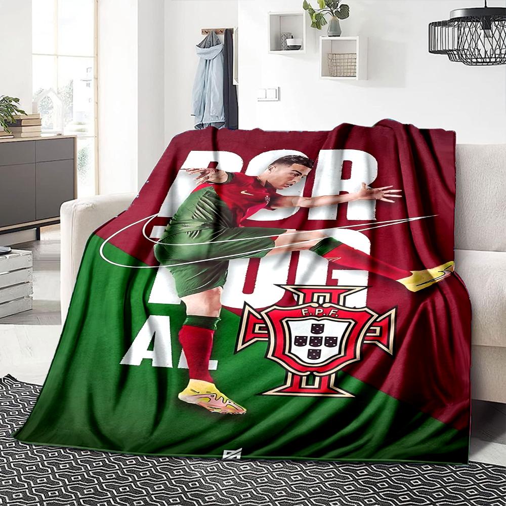 Portugal Football Spirit printed flannel breathable and warm blanket, a stylish home gift, suitable for home, office and bedspread use. 0713a15