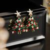 Bunte Weihnachtsbaum Kristall Zirkon Stern Silberfarbe Ohrstecker Hänger Mode Schmuck Damen Weihnachten Party Geschenk
