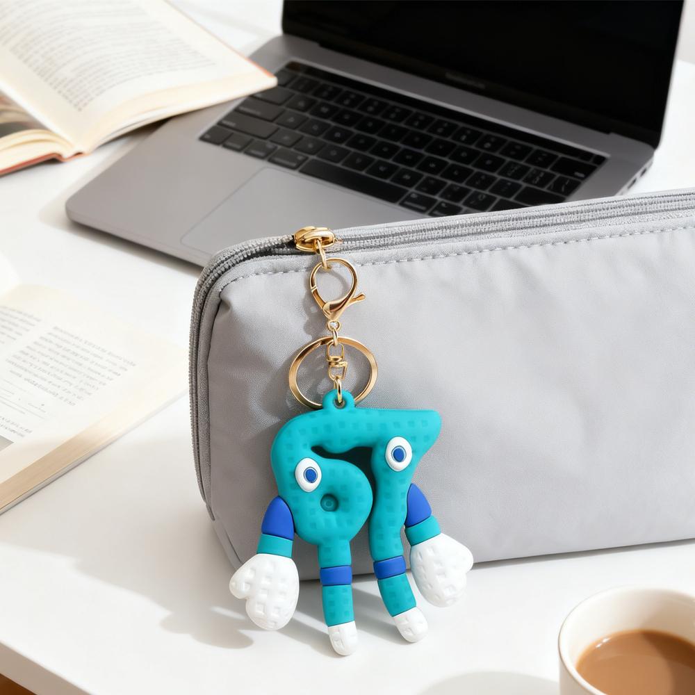 Steal A Brainrot No. 67 Keychain Anime Cartoon Hat Monkey Blue 67 Italian Brainrot Keyring Birthday Christmas New Year Gifts