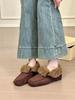 Fleece loafers with heightened square head inside, fluffy shoes to keep warm, cotton single shoes in autumn and winter