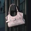 Large Capacity Commuter Versatile Shoulder Bag American Retro Motorcycle Style Handheld Tote Bag Casual Belt Buckle Underarm Bag