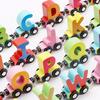 27pcs Wooden Alphabet Train Toys Early Educational Edge Polished Colorful Letter Train for Toddler