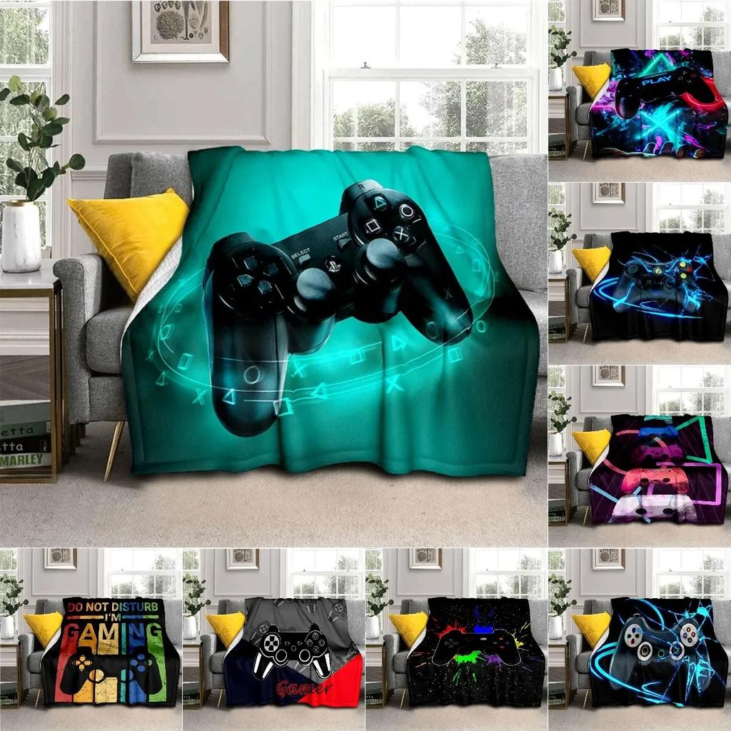 Kontroler do gier koc Gamepad flanelowy koc Super miękki polar gra rzut koce do sypialni kanapa Sofa prezent dla chłopca