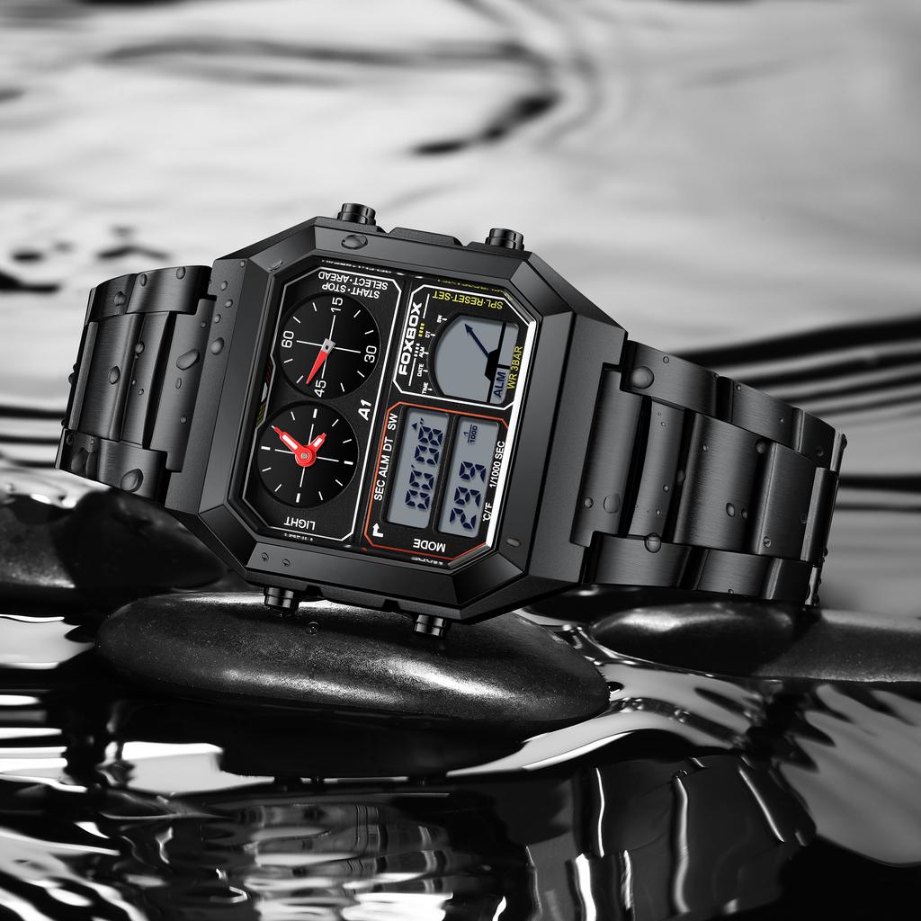FOXBOX Electronic Rel Gio Mulher Electronic Night Glow Waterproof Watch Sports Men's Lightweight Square Classic Fashion