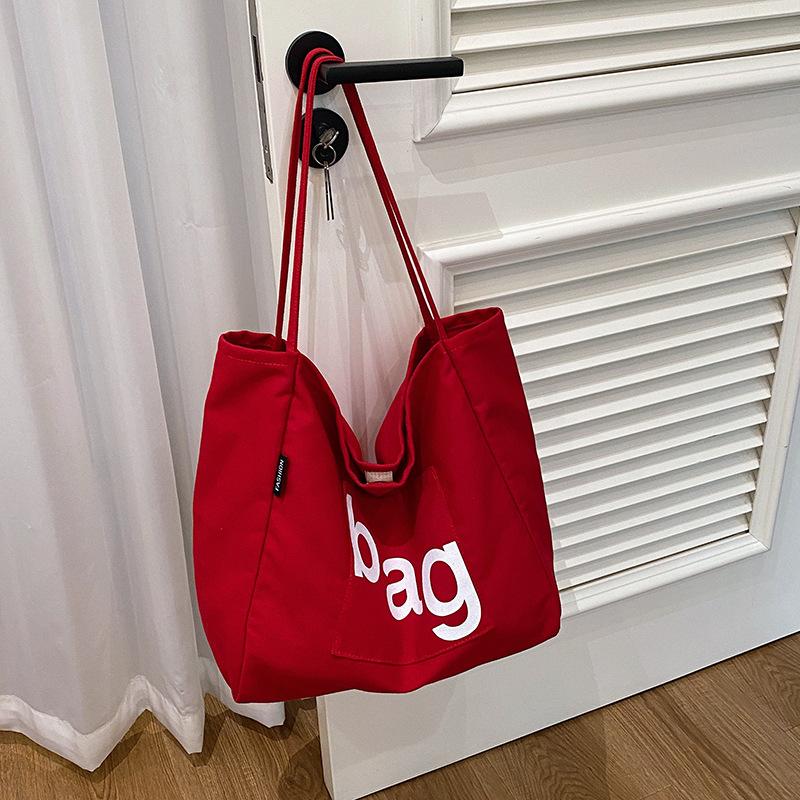 

Сумка-тоут из холста с принтом, для литературных фанатов, большой вместимости, для студентов, для поездок на занятия, новая модная сумка через плечо красный