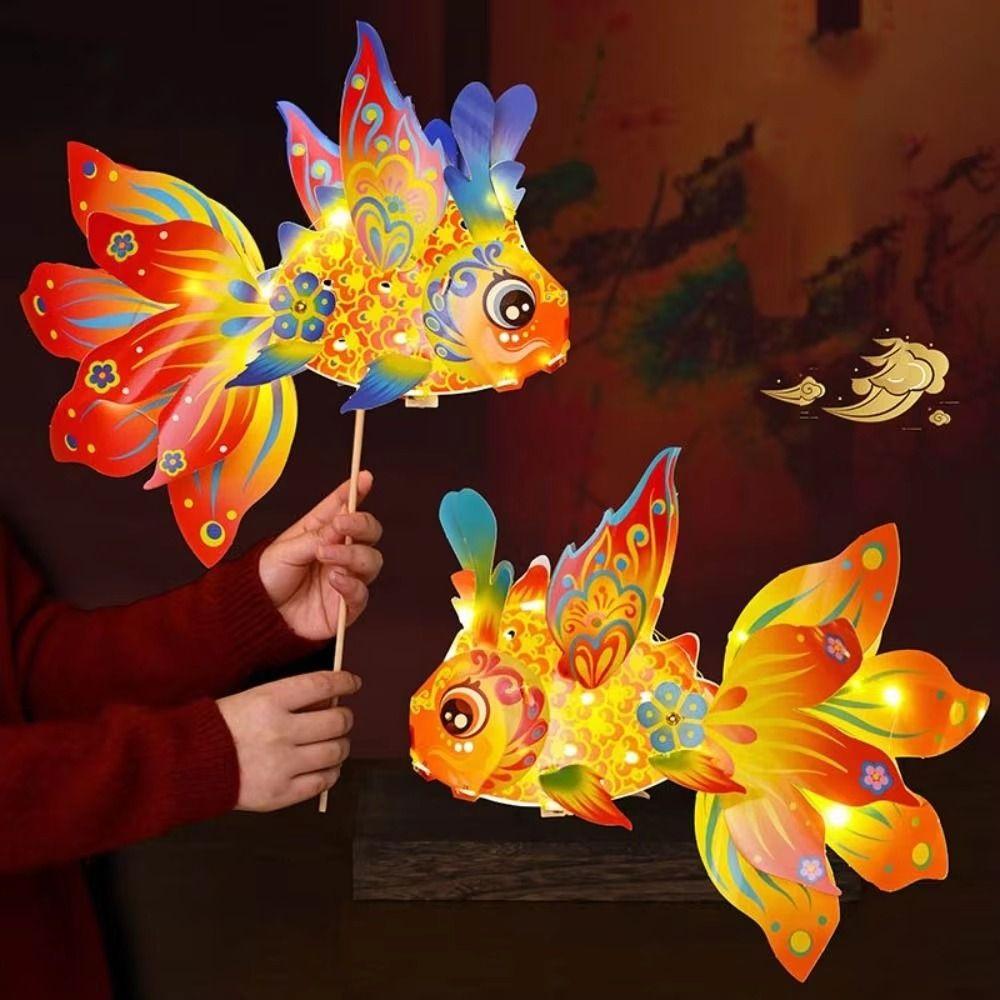 with LED Light Mid-Autumn Festival Lanterns Handheld DIY Festival Lanterns Kits  Blessing Ceremony