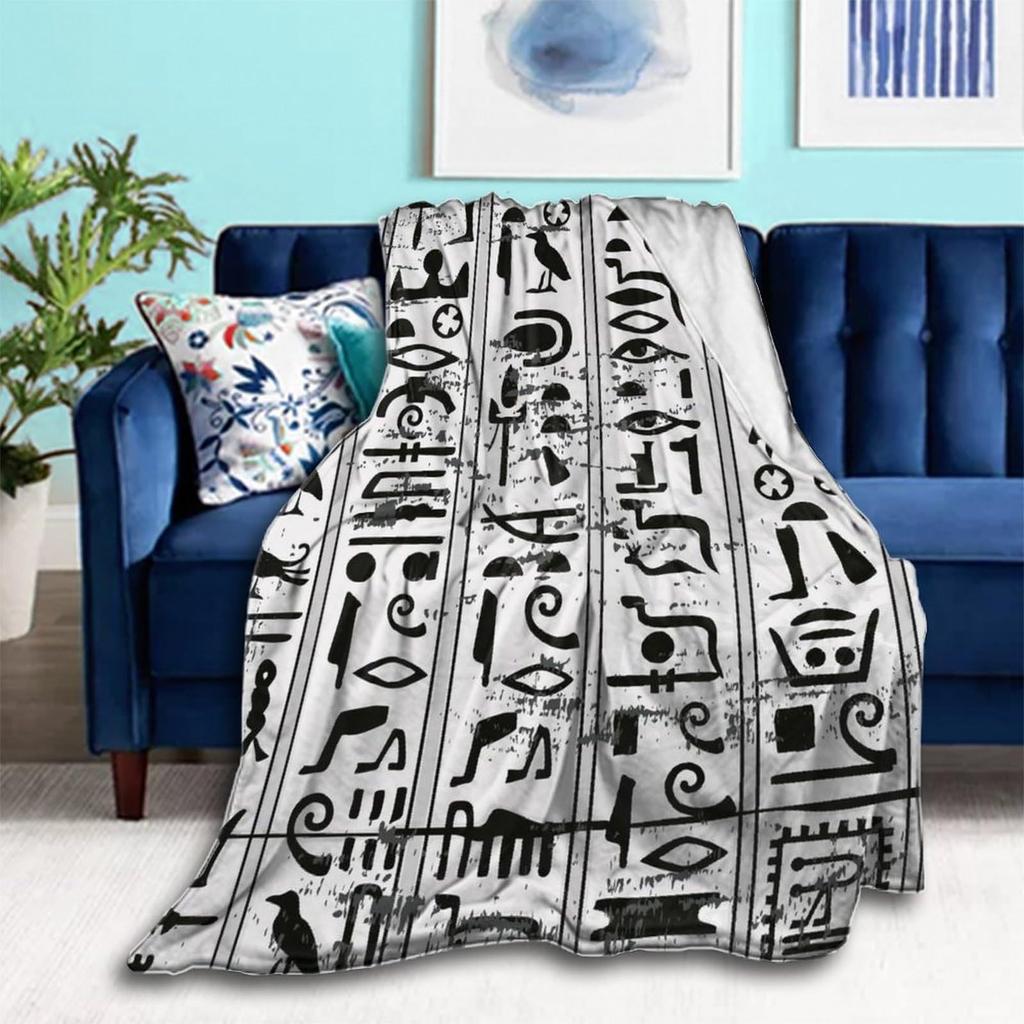 Ancient Egyptian mysterious symbols digital-printed polyester velvet flannel cover blanket Fleece soft cover blankets for beds