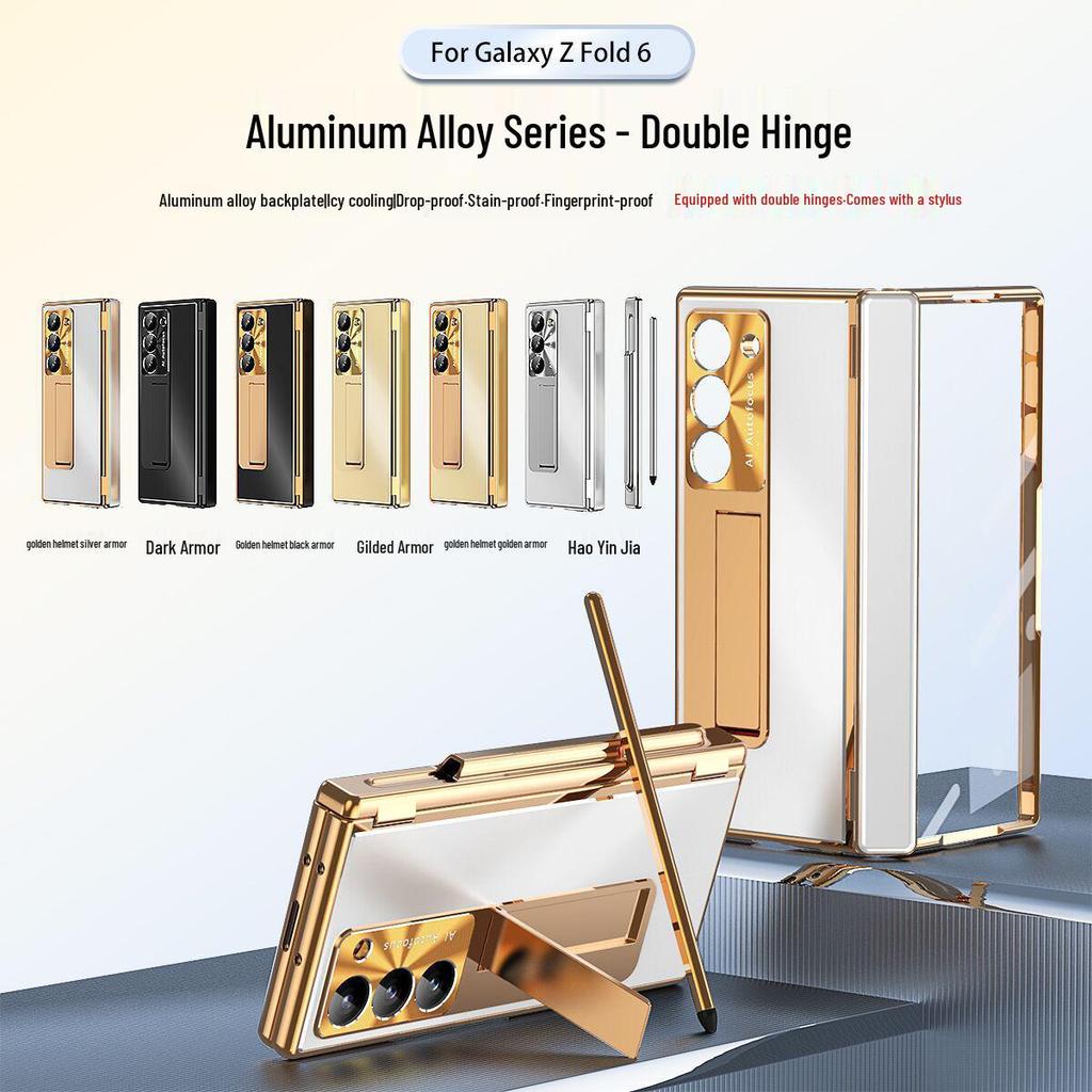 Samsung Z Fold7/6 Aluminum Alloy Phone Case with Dual Hinge Pen Slot