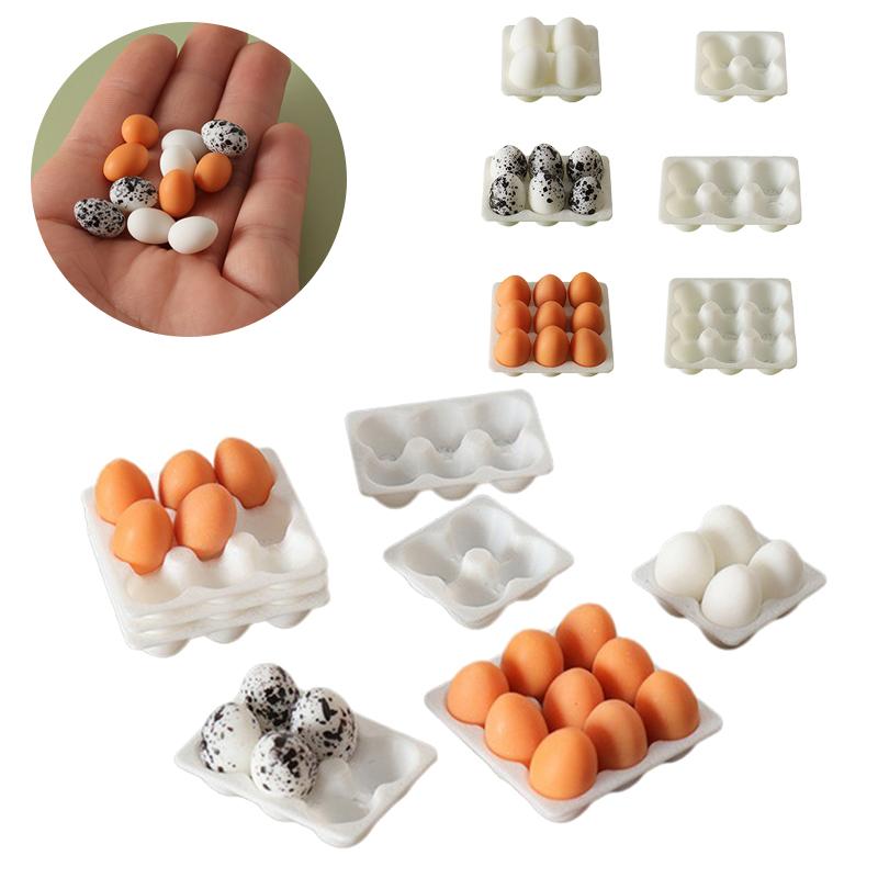 1/12 Dollhouse Miniature Egg Tray Egg Box Simulation Kitchen Eggs Food Model Dolls House Life Scene Decor Accessories