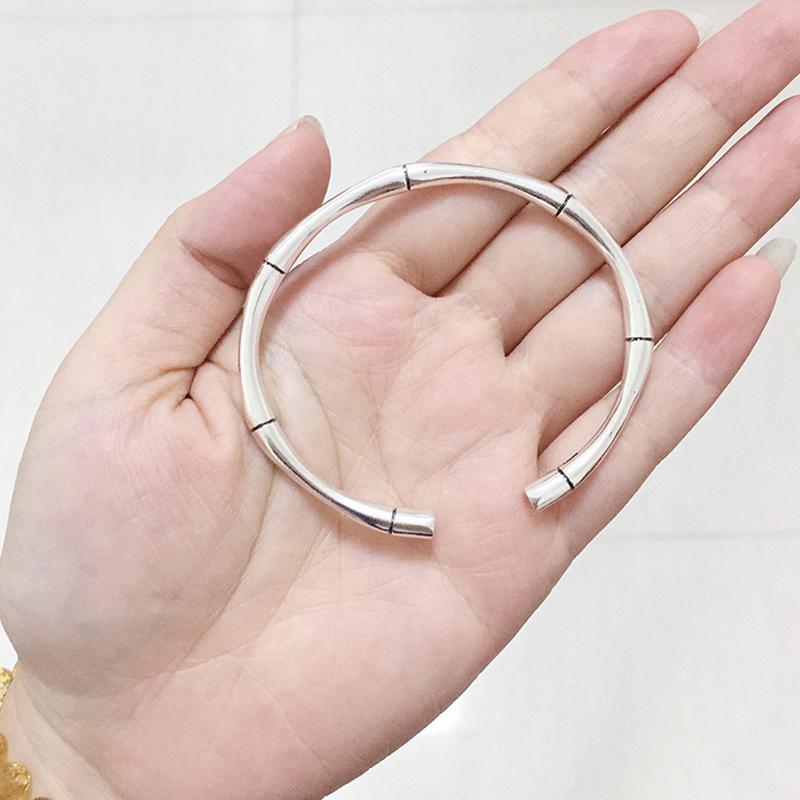 XIYANIKE New Arrival Silve Plated High Quality Sliver Multi Segment Bamboo Open Adjustable Bracelets Bangle Women