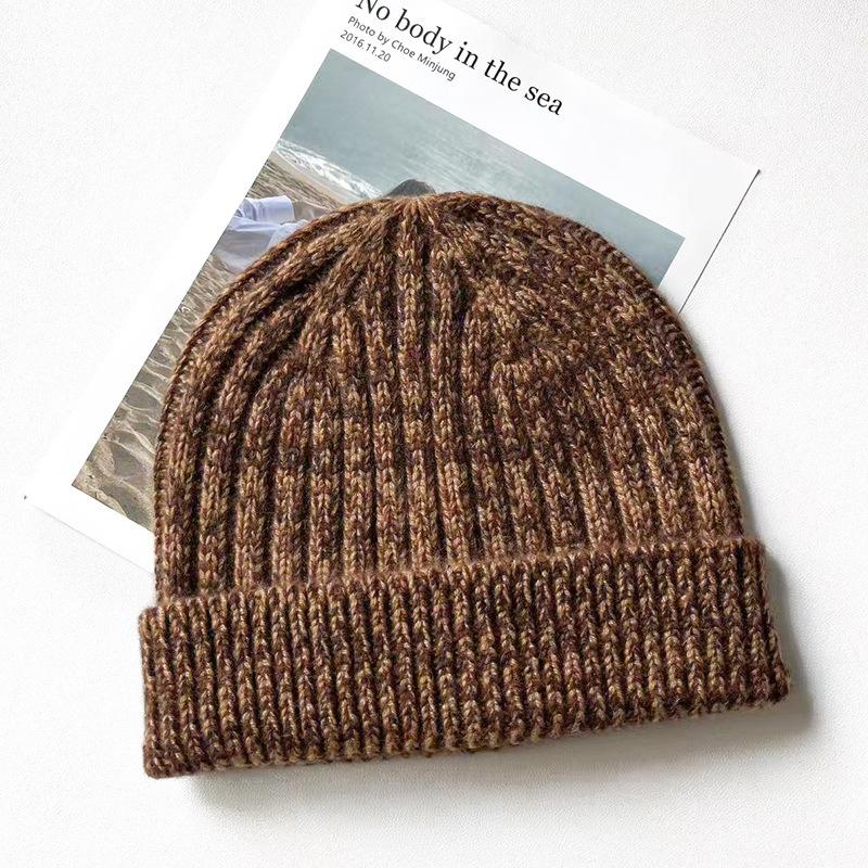 Pure Cashmere Autumn and Winter New Women's Retro Floral Yarn Series Warm Ear Protecting Toe Cap Knitted Hat