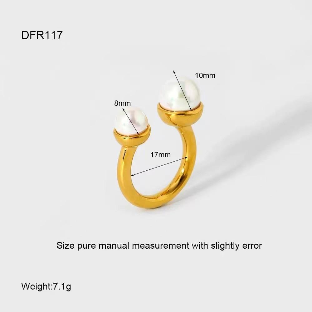 Anello geometrico a forma di fiore placcato oro 18 carati con perle sintetiche e zirconi