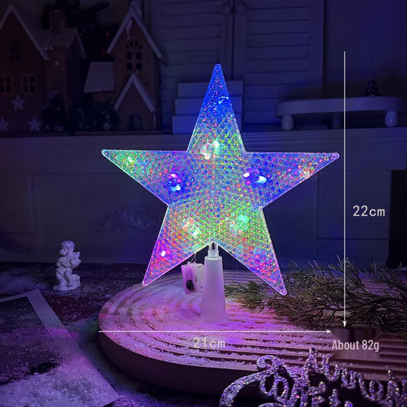 Christmas Transparent Luminous Star Tree Topper - Light-up Five-Pointed Decoration