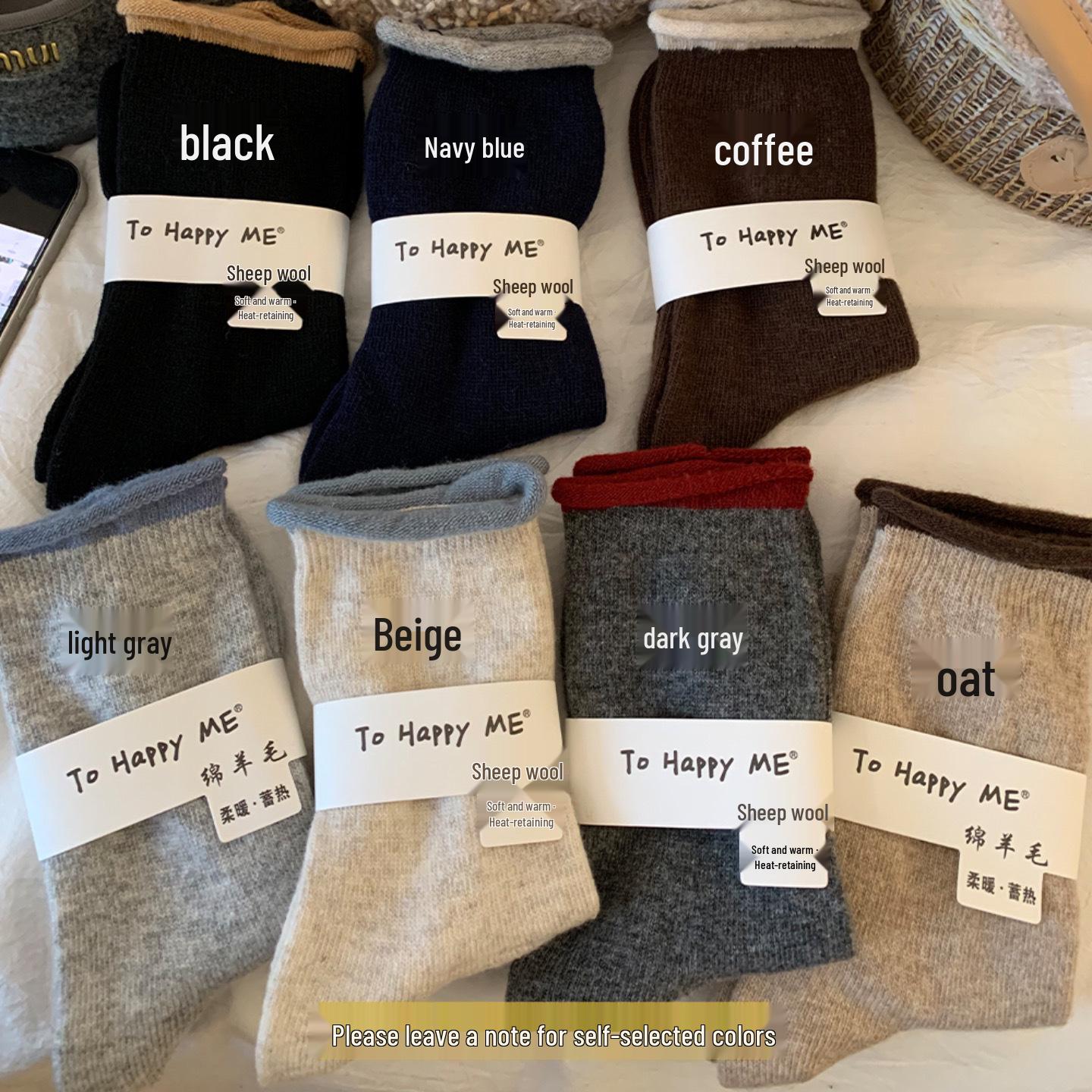 

Women s Mid-Calf Color-Block Wool Socks - Warm, Thickened for Autumn/Winter, Korean & Japanese Style. світло-сірий колір